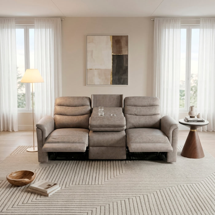 8360TPE-3 Double Reclining Sofa with Drop-down Cup Holders - 8360TPE-3