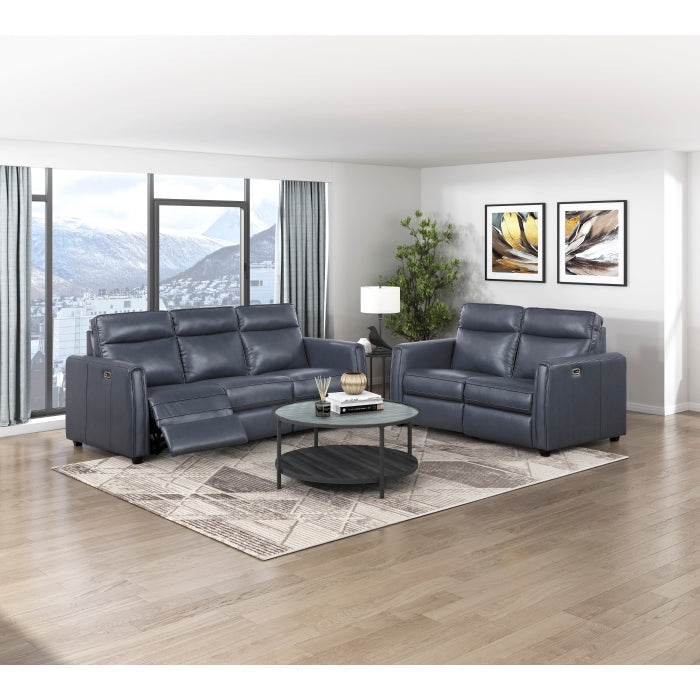 8368NVY-2A1PW* (4)Power Double Reclining Love Seat with Rounded Track Arms - 8368NVY-2A1PW*