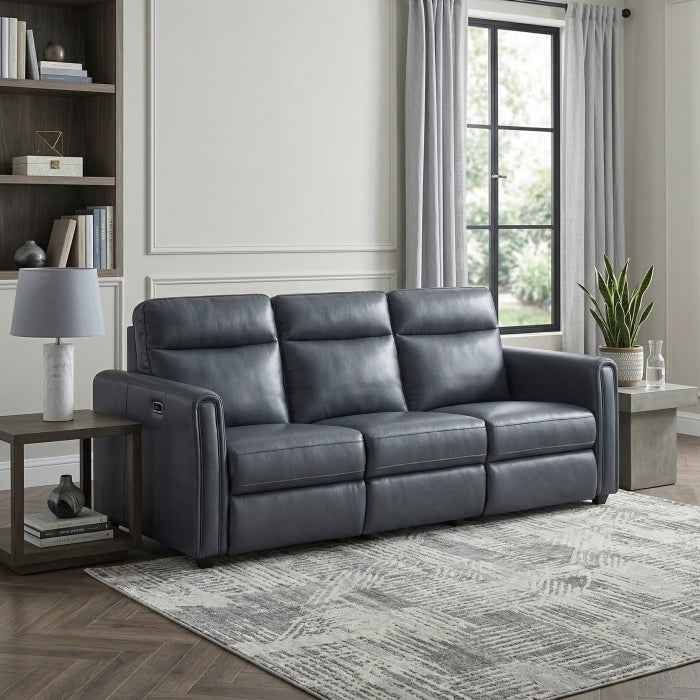 8368NVY-3A1PW* (5)Power Double Reclining Sofa with Rounded Track Arms - 8368NVY-3A1PW*