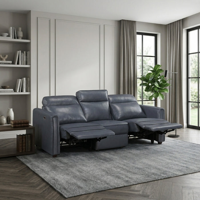 8368NVY-3A1PW* (5)Power Double Reclining Sofa with Rounded Track Arms - 8368NVY-3A1PW*