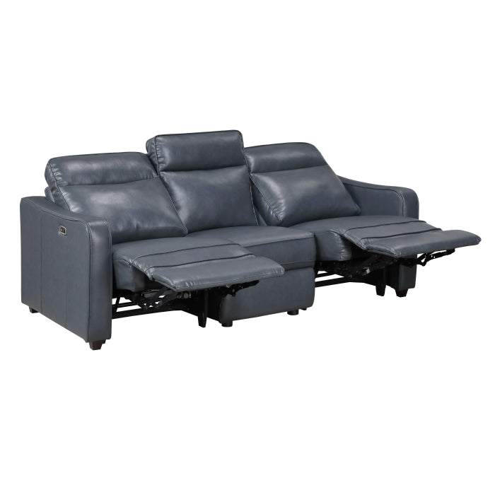 8368NVY-3A2PW* (5)Power Double Reclining Sofa with Curved Track Arms - 8368NVY-3A2PW*