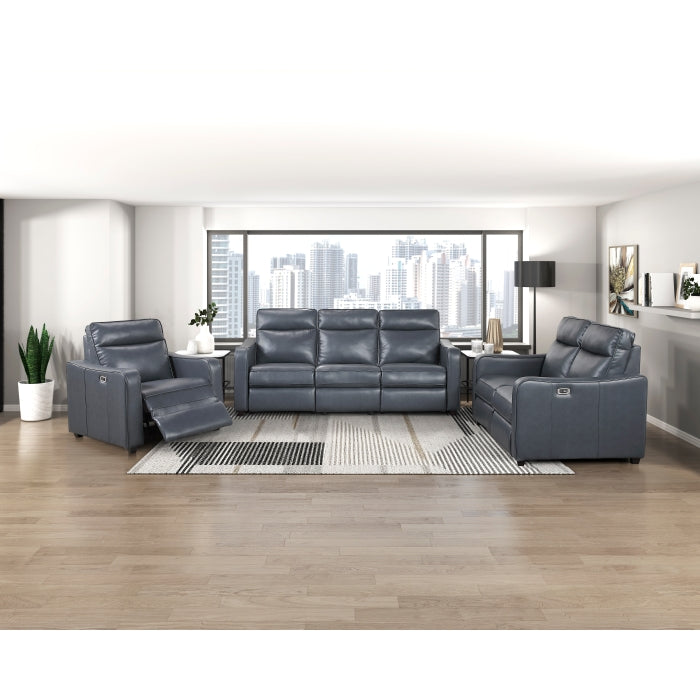 8368NVY-3A2PW* (5)Power Double Reclining Sofa with Curved Track Arms - 8368NVY-3A2PW*