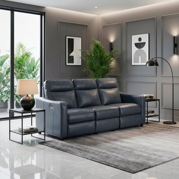 8368NVY-3A2PW* (5)Power Double Reclining Sofa with Curved Track Arms - 8368NVY-3A2PW*