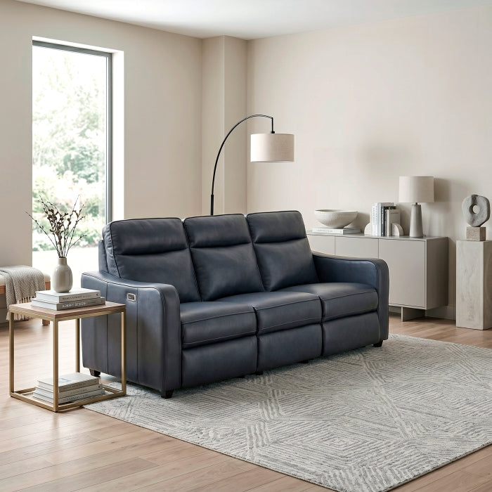 8368NVY-3A2PW* (5)Power Double Reclining Sofa with Curved Track Arms - 8368NVY-3A2PW*