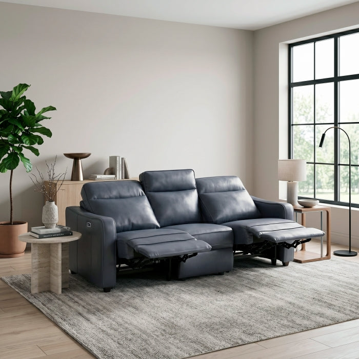 8368NVY-3A2PW* (5)Power Double Reclining Sofa with Curved Track Arms - 8368NVY-3A2PW*