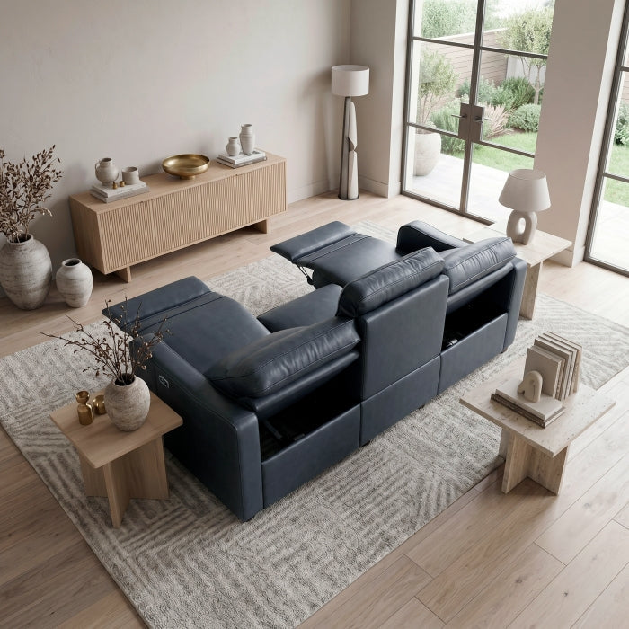 8368NVY-3A2PW* (5)Power Double Reclining Sofa with Curved Track Arms - 8368NVY-3A2PW*