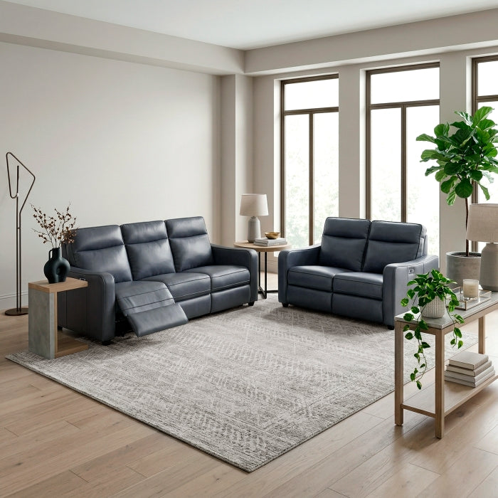 8368NVY-3A2PW* (5)Power Double Reclining Sofa with Curved Track Arms - 8368NVY-3A2PW*