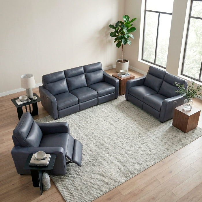 8368NVY-3A2PW* (5)Power Double Reclining Sofa with Curved Track Arms - 8368NVY-3A2PW*