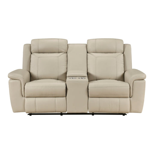 8379BEG-2 Double Reclining Love Seat with Center Console and Receptacles - 8379BEG-2