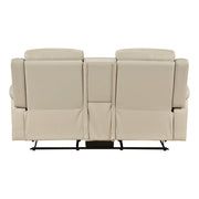 8379BEG-2 Double Reclining Love Seat with Center Console and Receptacles - 8379BEG-2