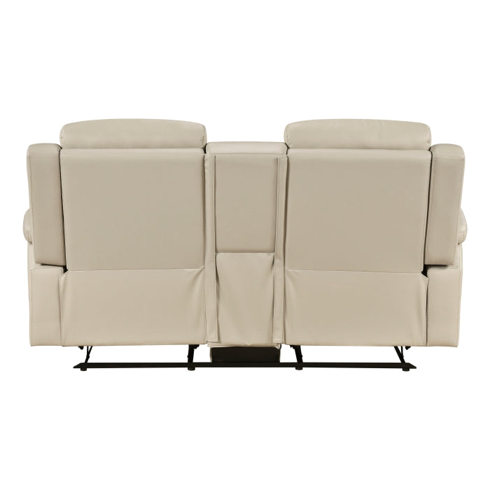 8379BEG-2 Double Reclining Love Seat with Center Console and Receptacles - 8379BEG-2