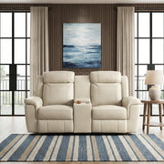 8379BEG-2 Double Reclining Love Seat with Center Console and Receptacles - 8379BEG-2