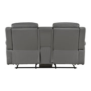 8379DGY-2 Double Reclining Love Seat with Center Console and Receptacles - 8379DGY-2