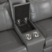 8379DGY-2 Double Reclining Love Seat with Center Console and Receptacles - 8379DGY-2