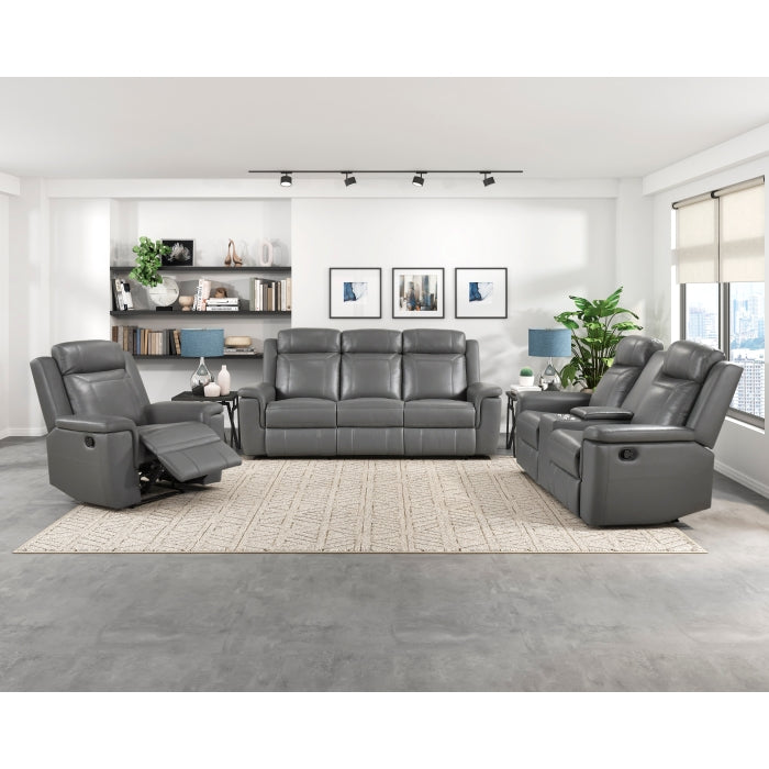 8379DGY-2 Double Reclining Love Seat with Center Console and Receptacles - 8379DGY-2