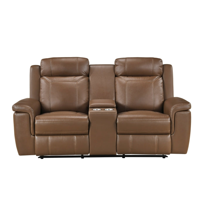 8379TBR-2 Double Reclining Love Seat with Center Console and Receptacles - 8379TBR-2
