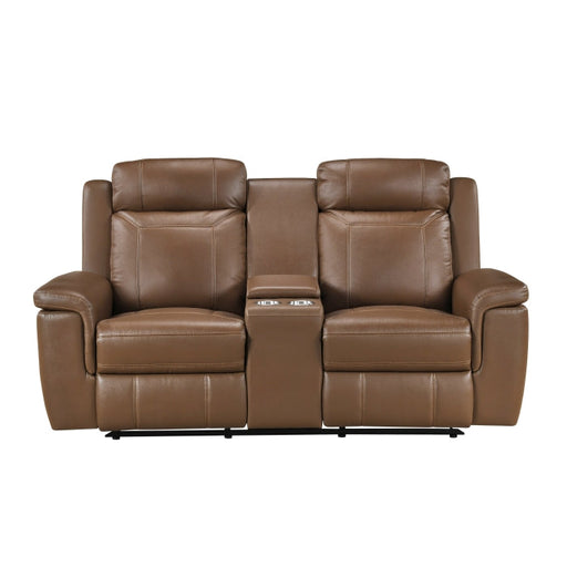 8379TBR-2 Double Reclining Love Seat with Center Console and Receptacles - 8379TBR-2