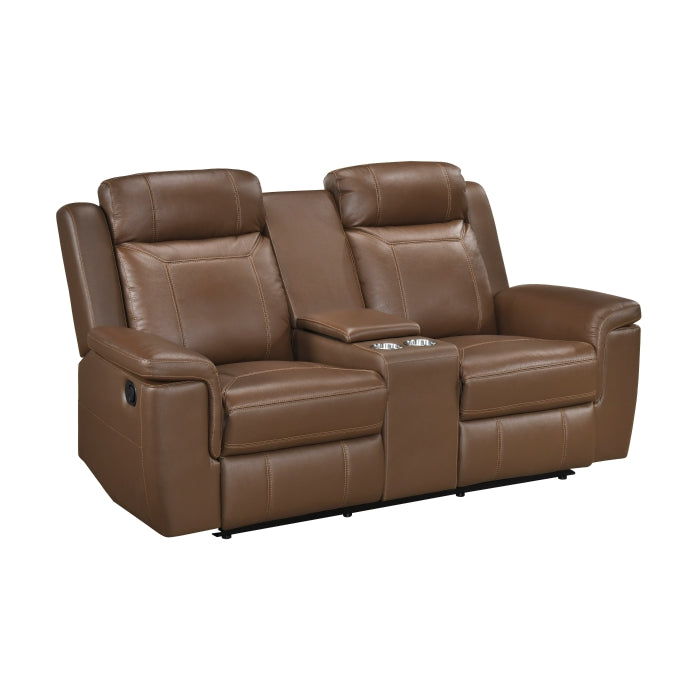 8379TBR-2 Double Reclining Love Seat with Center Console and Receptacles - 8379TBR-2
