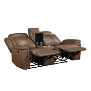 8379TBR-2 Double Reclining Love Seat with Center Console and Receptacles - 8379TBR-2