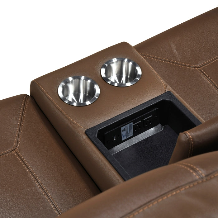 8379TBR-2 Double Reclining Love Seat with Center Console and Receptacles - 8379TBR-2