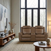 8379TBR-2 Double Reclining Love Seat with Center Console and Receptacles - 8379TBR-2