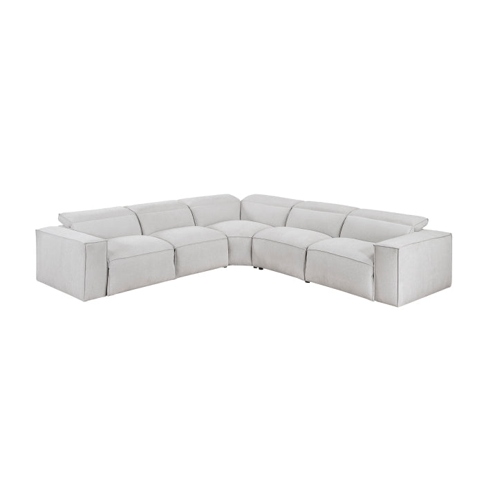 8414GRY*5LRRRPWH 5-Piece Modular Power Reclining Sectional with Power Headrests - 8414GRY*5LRRRPWH