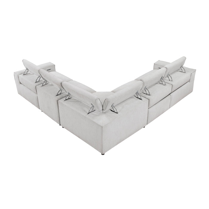 8414GRY*5LRRRPWH 5-Piece Modular Power Reclining Sectional with Power Headrests - 8414GRY*5LRRRPWH