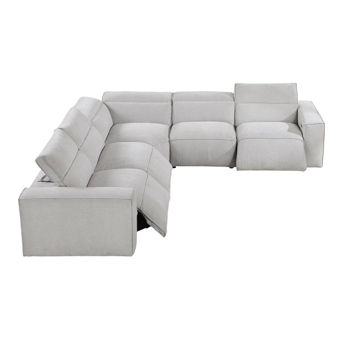 8414GRY*5LRRRPWH 5-Piece Modular Power Reclining Sectional with Power Headrests - 8414GRY*5LRRRPWH