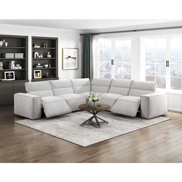 8414GRY*5LRRRPWH 5-Piece Modular Power Reclining Sectional with Power Headrests - 8414GRY*5LRRRPWH