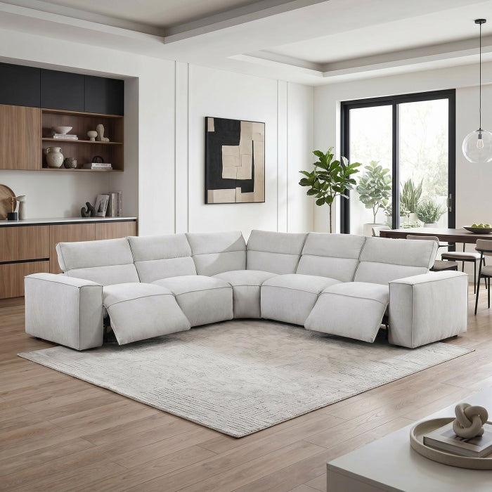 8414GRY*5LRRRPWH 5-Piece Modular Power Reclining Sectional with Power Headrests - 8414GRY*5LRRRPWH