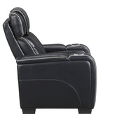 8449BK-1PWHM Power Reclining Chair with Power Headrest, Storage Arms with Cup Holders, Air Massage and Heat, LED Lighting and Charging Ports - 8449BK-1PWHM