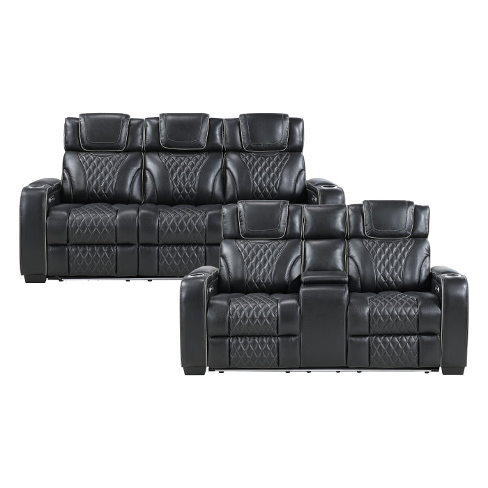 8449BK*2PWHM 2pc Set: Sofa, Love (Power) - 8449BK*2PWHM