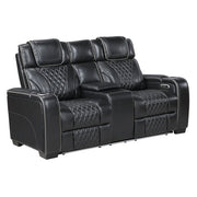 8449BK-2PWHM Power Double Reclining Love Seat with Center Console, Power Headrests, Storage Arms with Cup Holders, Wireless charger,  Air Massage and Heat, LED Lighting and Charging Ports - 8449BK-2PWHM