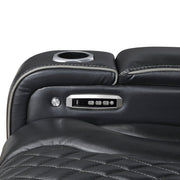 8449BK-2PWHM Power Double Reclining Love Seat with Center Console, Power Headrests, Storage Arms with Cup Holders, Wireless charger,  Air Massage and Heat, LED Lighting and Charging Ports - 8449BK-2PWHM