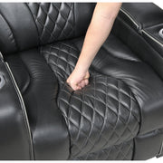 8449BK-3PWHM Power Double Reclining Sofa with Center Drop-Down Cup Holders, Power Headrests, Storage Arms with Cup holders, Reading Lights, Wireless Charger, Air Massage and Heat, LED Lighting and Charging Ports - 8449BK-3PWHM