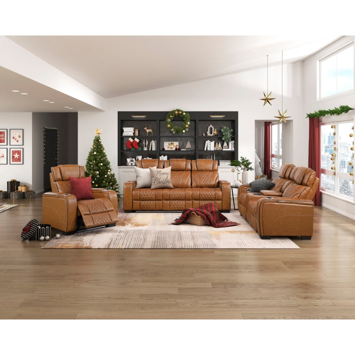 8449BR-1PWHM Power Reclining Chair with Power Headrest, Storage Arms with Cup Holders, Air Massage and Heat, LED Lighting and Charging Ports - 8449BR-1PWHM