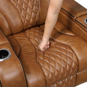 8449BR-2PWHM Power Double Reclining Love Seat with Center Console, Power Headrests, Storage Arms with Cup Holders, Wireless charger,  Air Massage and Heat, LED Lighting and Charging Ports - 8449BR-2PWHM