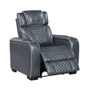 8449BU-1PWHM Power Reclining Chair with Power Headrest, Storage Arms with Cup Holders, Air Massage and Heat, LED Lighting and Charging Ports - 8449BU-1PWHM