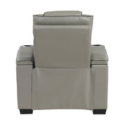 8449GY-1PWHM Power Reclining Chair with Power Headrest, Storage Arms with Cup Holders, Air Massage and Heat, LED Lighting and Charging Ports - 8449GY-1PWHM