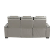 8449GY-3PWHM Power Double Reclining Sofa with Center Drop-Down Cup Holders, Power Headrests, Storage Arms with Cup holders, Reading Lights, Wireless Charger, Air Massage and Heat, LED Lighting and Charging Ports - 8449GY-3PWHM