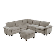 8450PWT*64ACCROT (7)6-Piece Modular Sectional with Ottoman - 8450PWT*64ACCROT