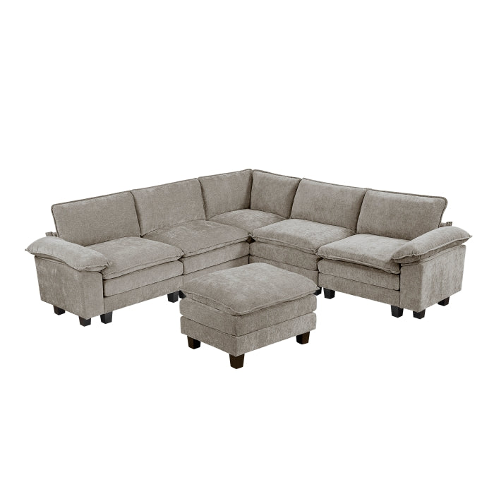 8450PWT*64ACCROT (7)6-Piece Modular Sectional with Ottoman - 8450PWT*64ACCROT