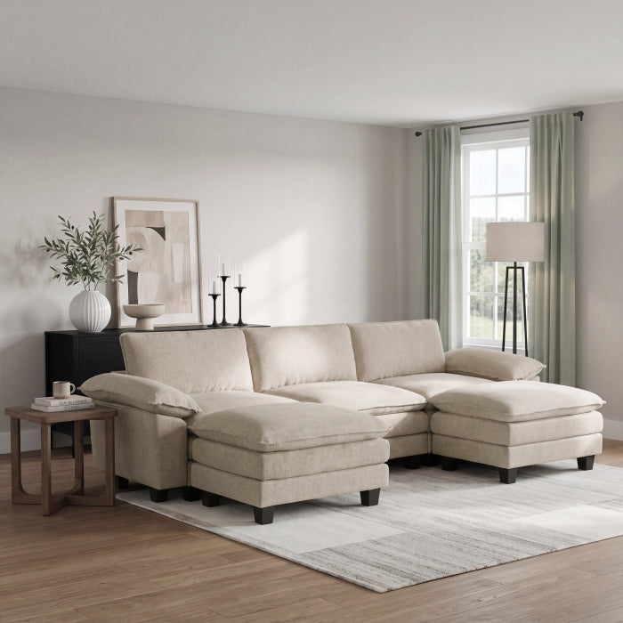 8450TPE*53AC2OT (6)5-Piece Modular Sectional with Ottoman - 8450TPE*53AC2OT