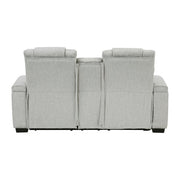 8455GRY-2 Double Reclining Love Seat with Center Console, Wireless Speakers, Storage Arms, Cup holders and LED - 8455GRY-2