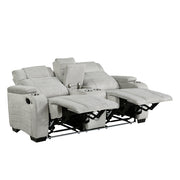 8455GRY-2 Double Reclining Love Seat with Center Console, Wireless Speakers, Storage Arms, Cup holders and LED - 8455GRY-2