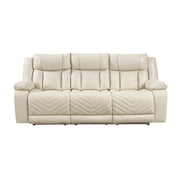 8457BEG-3PW Power Double Reclining Sofa with Center Drop-Down Cup Holders, Wireless Charger, Magazine Bag, LED and Charging Ports - 8457BEG-3PW