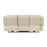 8457BEG-3PW Power Double Reclining Sofa with Center Drop-Down Cup Holders, Wireless Charger, Magazine Bag, LED and Charging Ports - 8457BEG-3PW