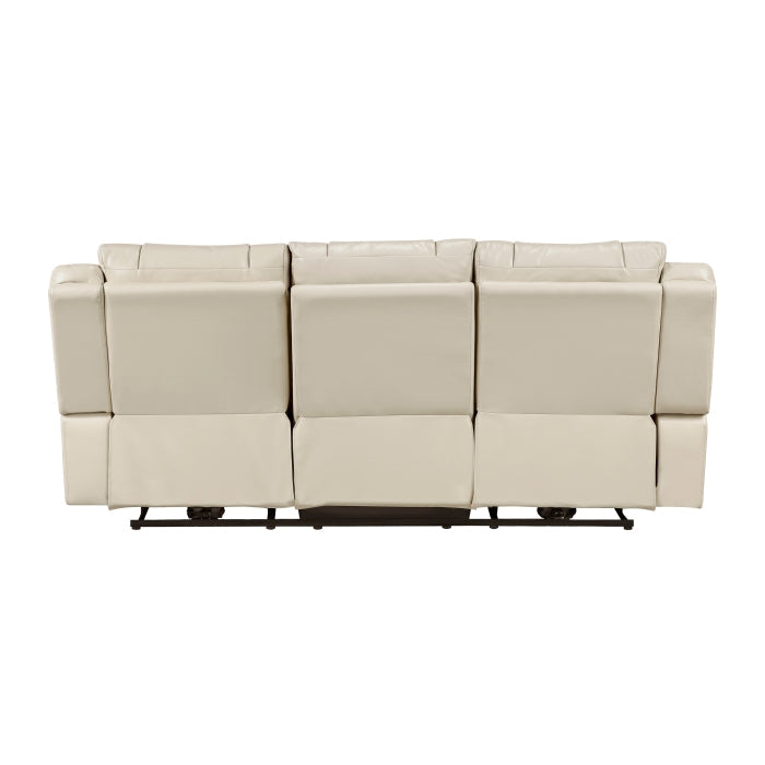 8457BEG-3PW Power Double Reclining Sofa with Center Drop-Down Cup Holders, Wireless Charger, Magazine Bag, LED and Charging Ports - 8457BEG-3PW