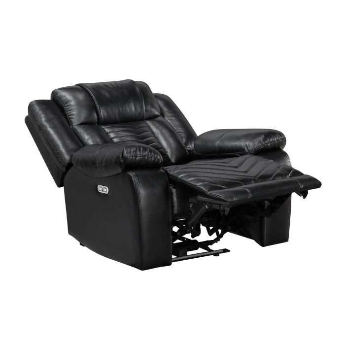 8457BLK-1PW Power Reclining Chair with LED and Charging Ports - 8457BLK-1PW