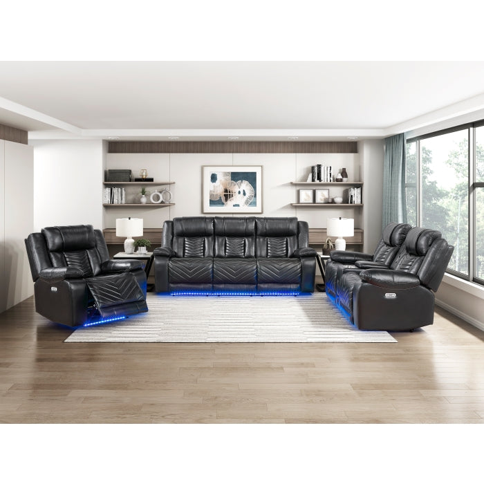 8457BLK-1PW Power Reclining Chair with LED and Charging Ports - 8457BLK-1PW